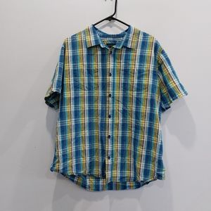 Prana Men's Checkered Plaid Short Sleeve Button Up Shirt XL
